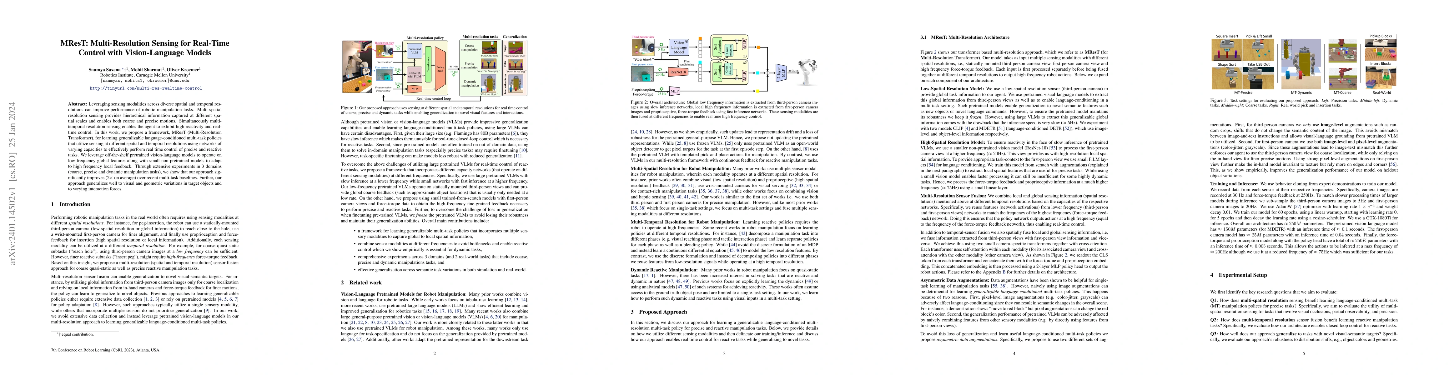 Thumbnail for MResT: Multi-Resolution Sensing for Real-Time Control with
  Vision-Language Models