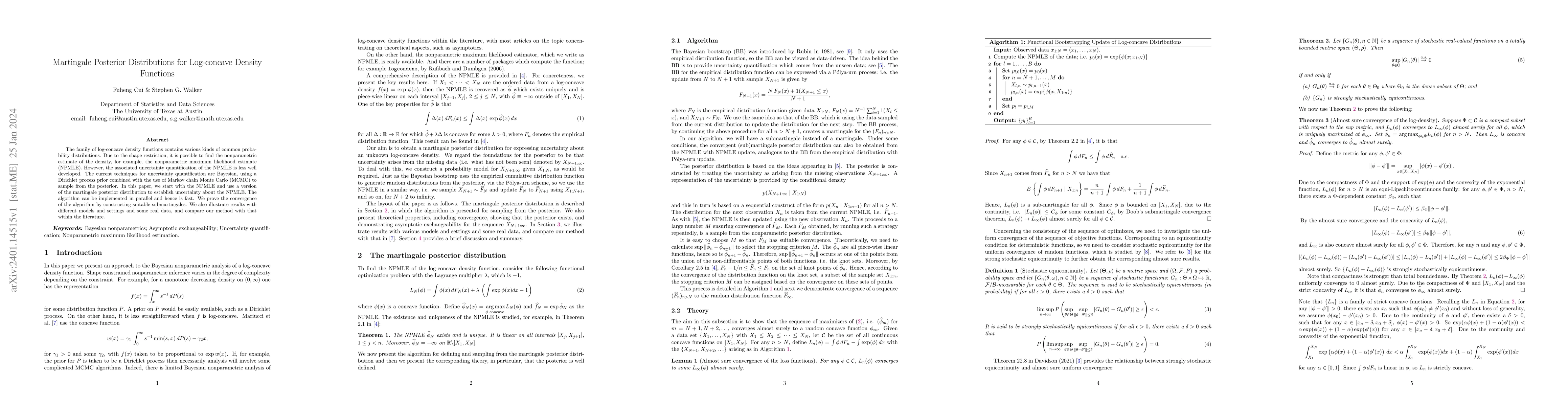 Thumbnail for Martingale Posterior Distributions for Log-concave Density Functions