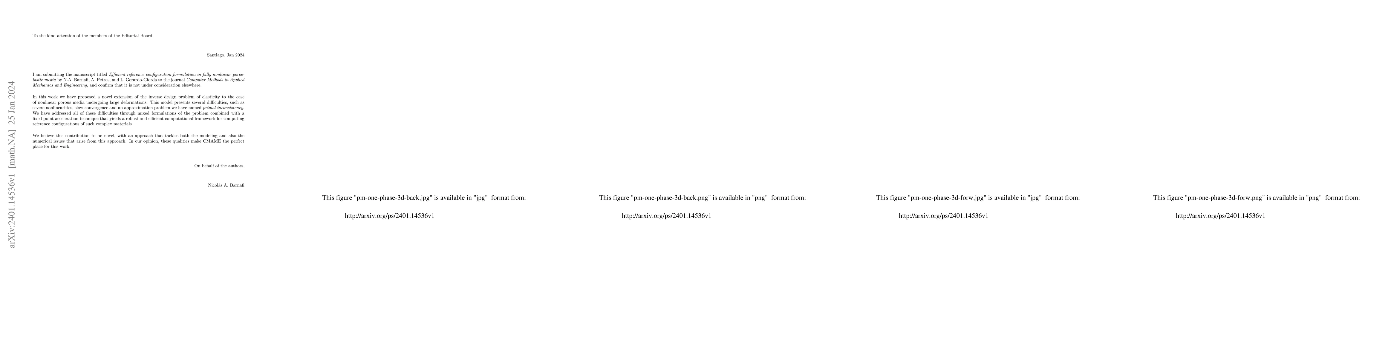 Thumbnail for Efficient reference configuration formulation in fully nonlinear
  poroelastic media