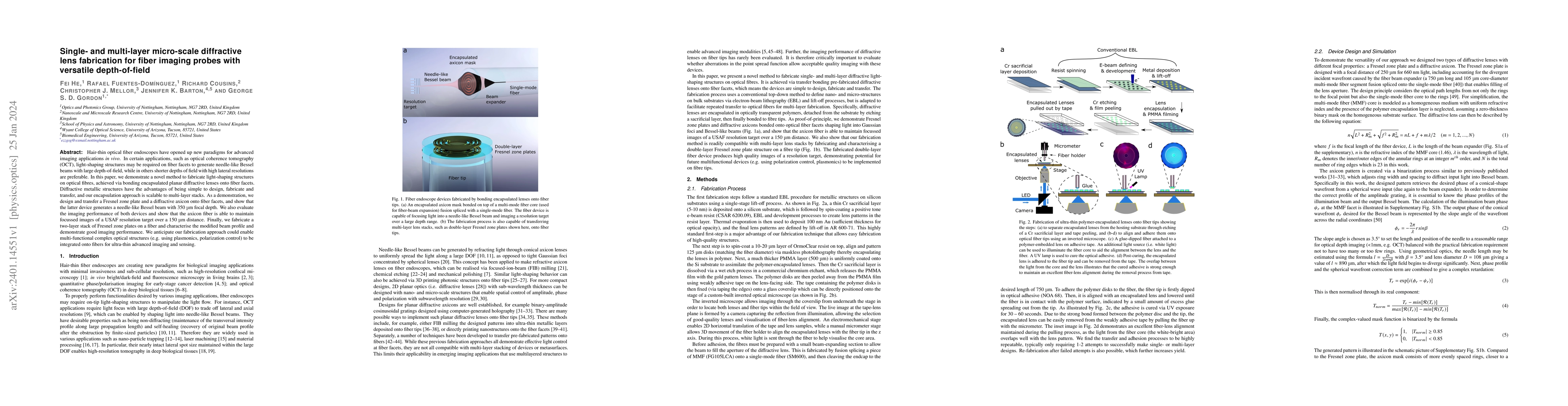 Thumbnail for Single- and multi-layer micro-scale diffractive lens fabrication for
  fiber imaging probes with versatile depth-of-field