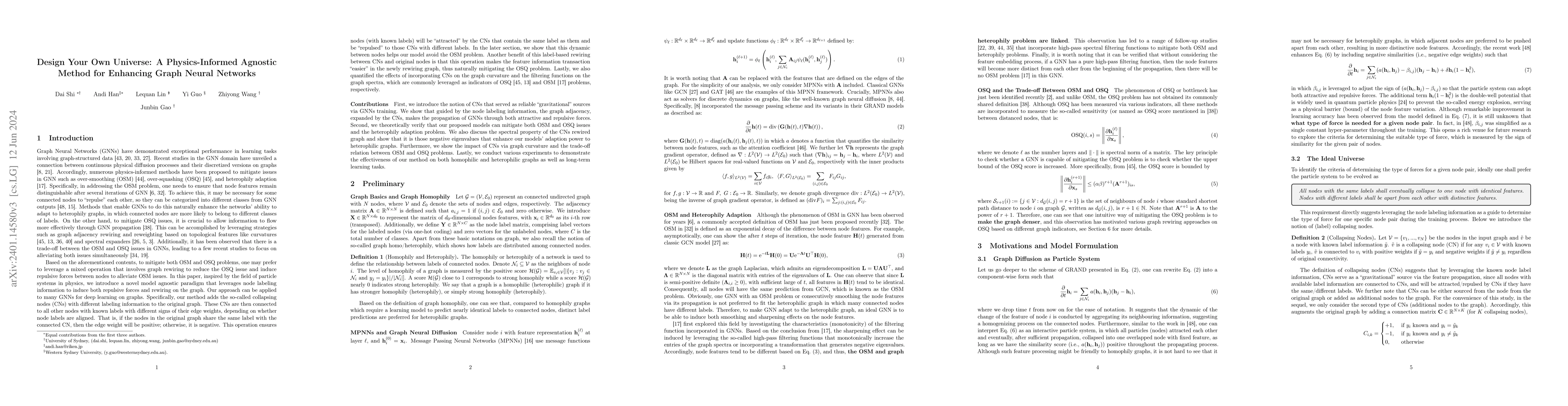 Thumbnail for Design Your Own Universe: A Physics-Informed Agnostic Method for
  Enhancing Graph Neural Networks