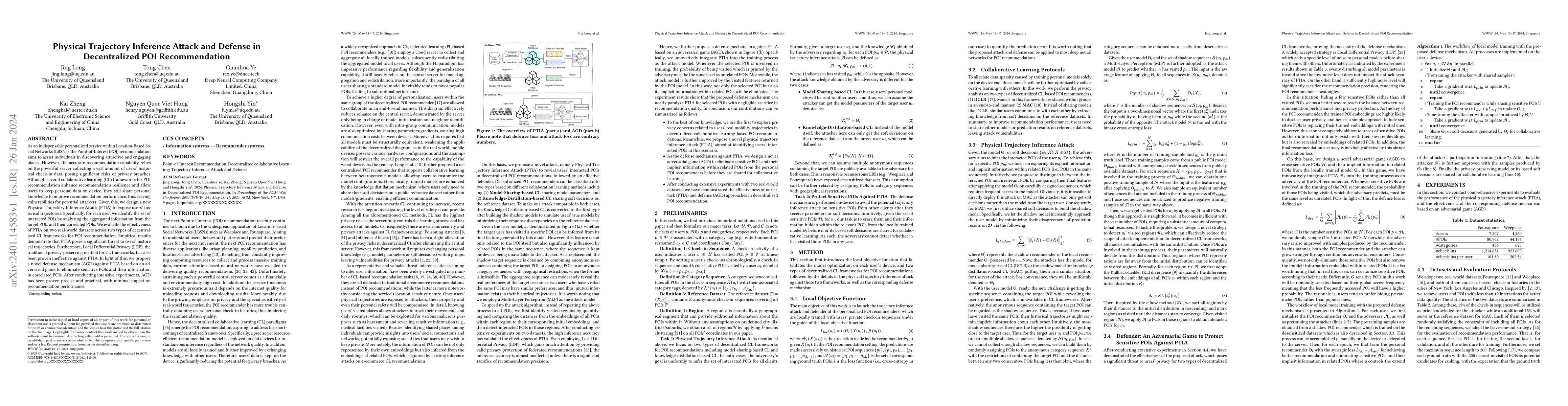 Thumbnail for Physical Trajectory Inference Attack and Defense in Decentralized POI
  Recommendation