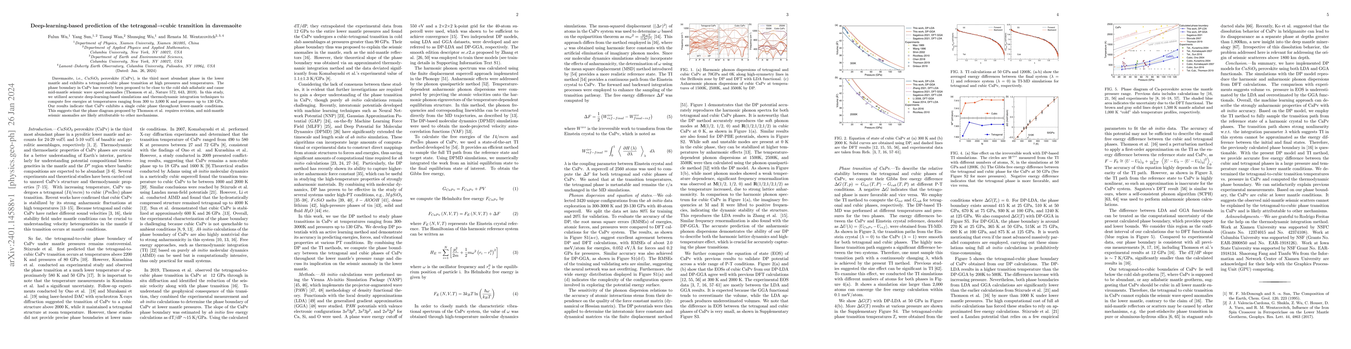 Thumbnail for Deep-learning-based prediction of the tetragonal$\rightarrow$cubic
  transition in davemaoite