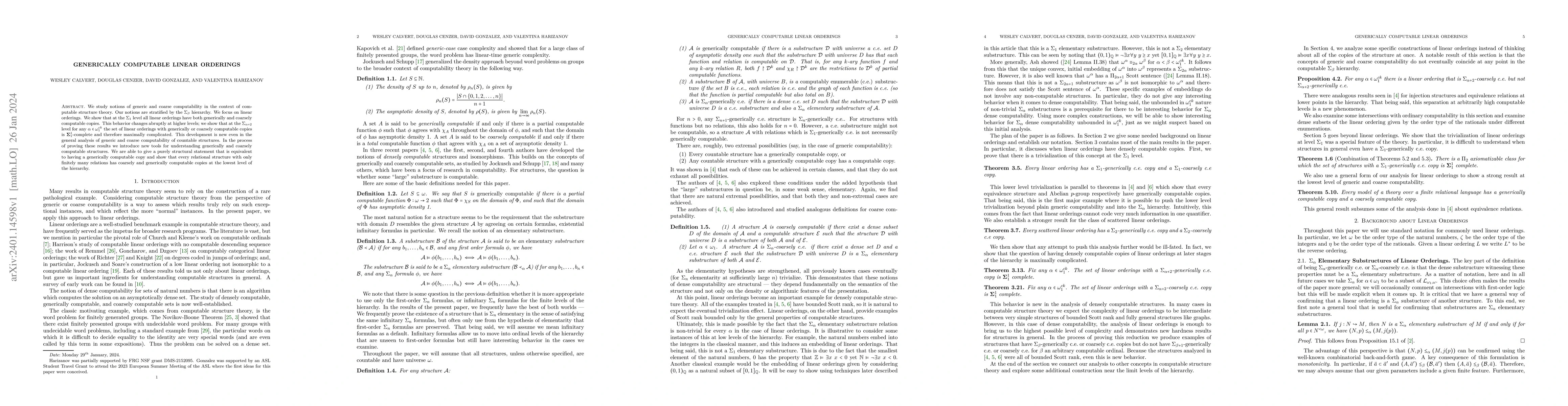 Thumbnail for Generically Computable Linear Orderings