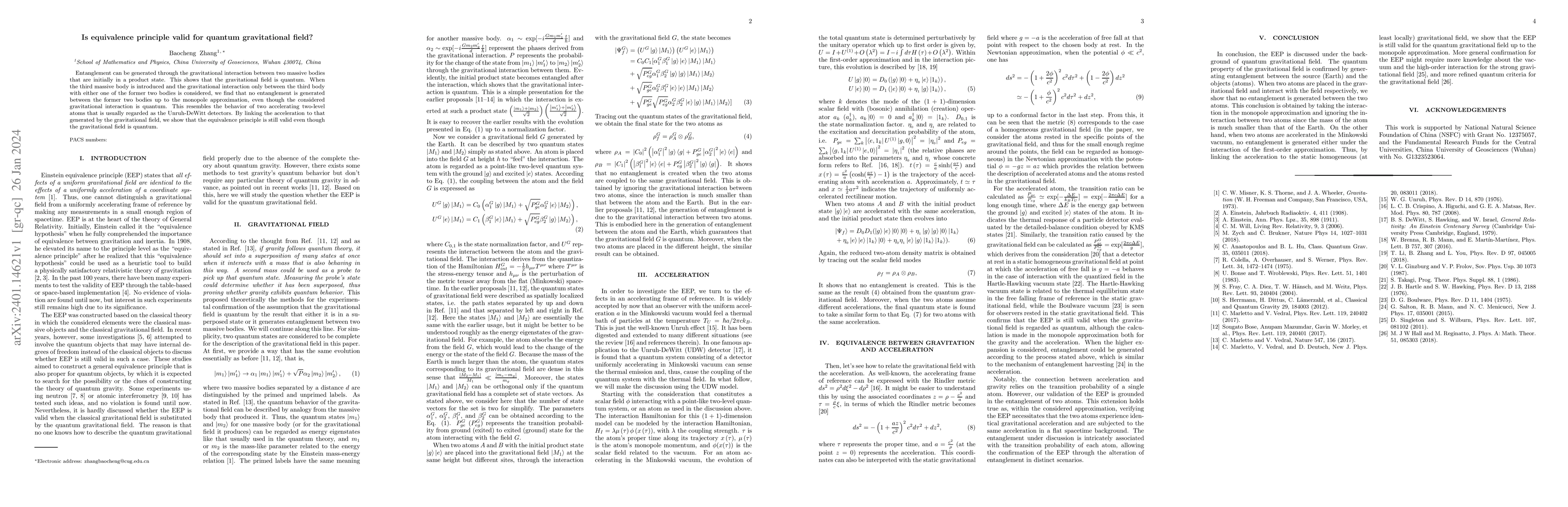 Thumbnail for Is equivalence principle valid for quantum gravitational field?