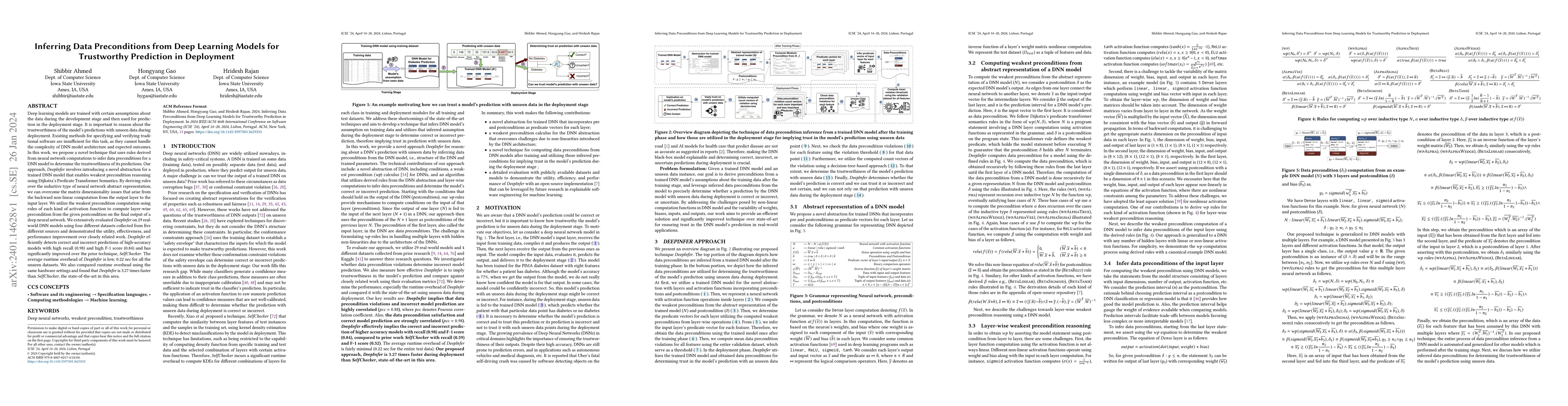 Thumbnail for Inferring Data Preconditions from Deep Learning Models for Trustworthy
  Prediction in Deployment