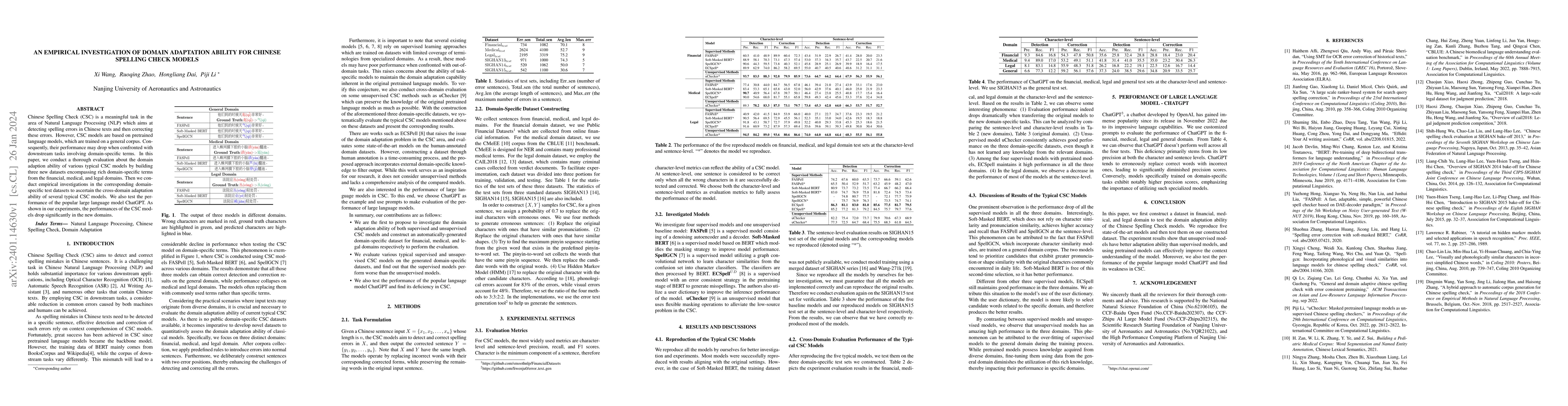 Thumbnail for An Empirical Investigation of Domain Adaptation Ability for Chinese
  Spelling Check Models