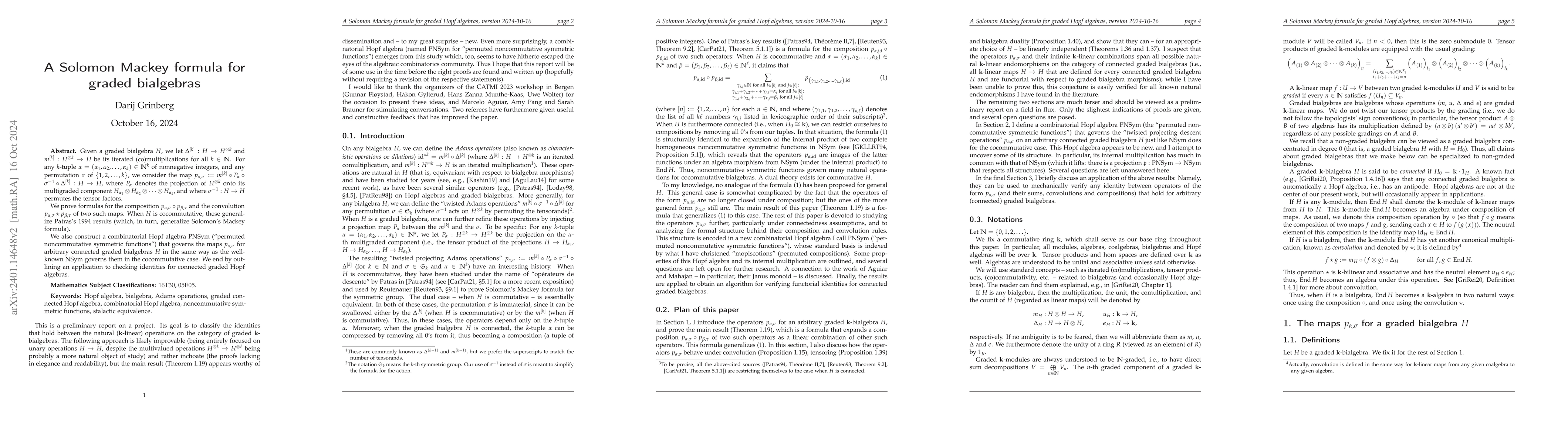 Thumbnail for A Solomon Mackey formula for graded bialgebras