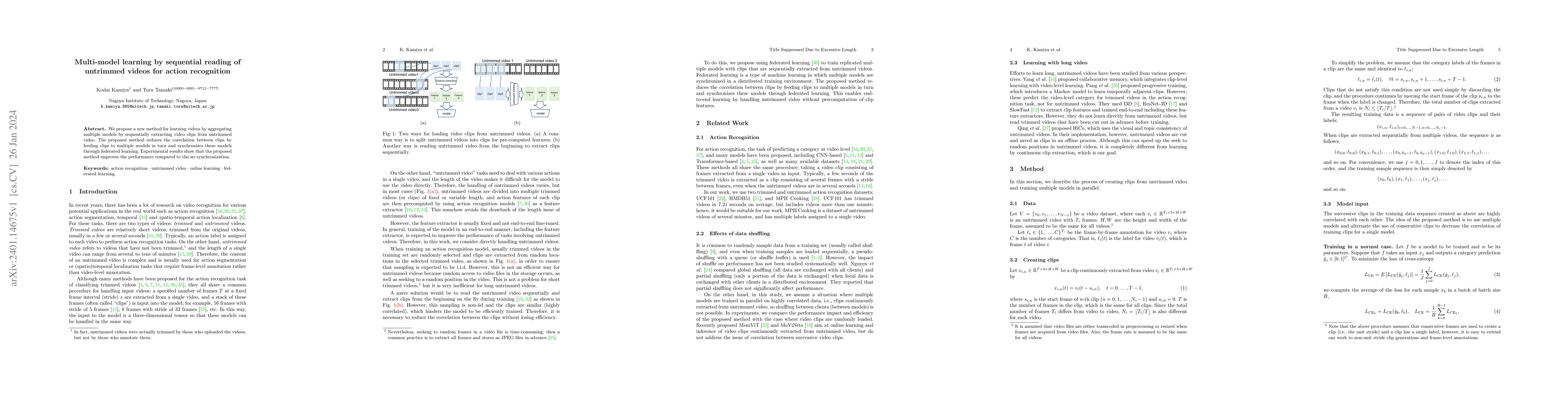 Thumbnail for Multi-model learning by sequential reading of untrimmed videos for
  action recognition
