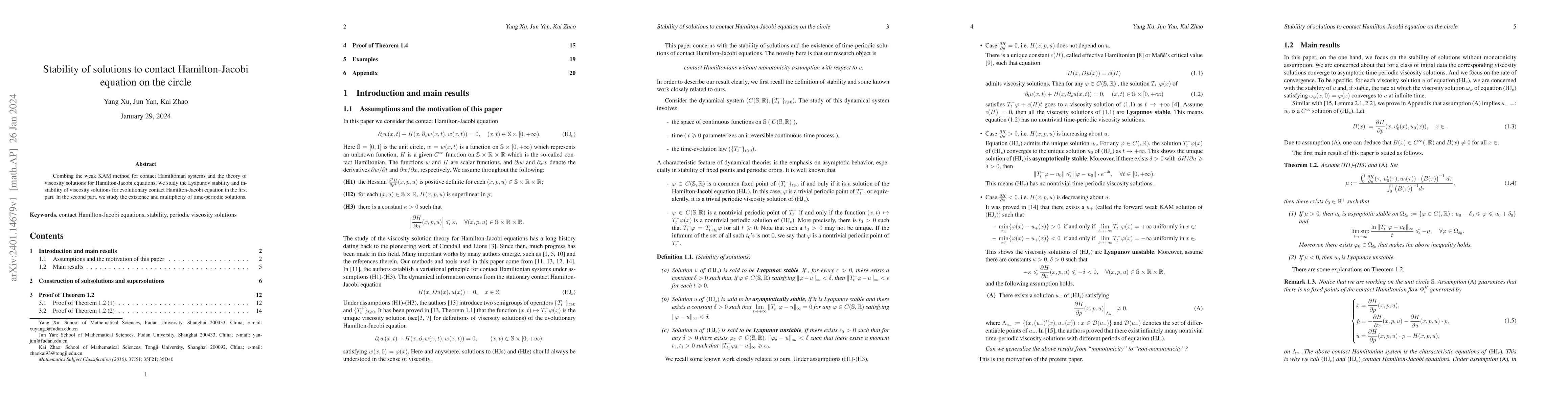 Thumbnail for Stability of solutions to contact Hamilton-Jacobi equation on the circle