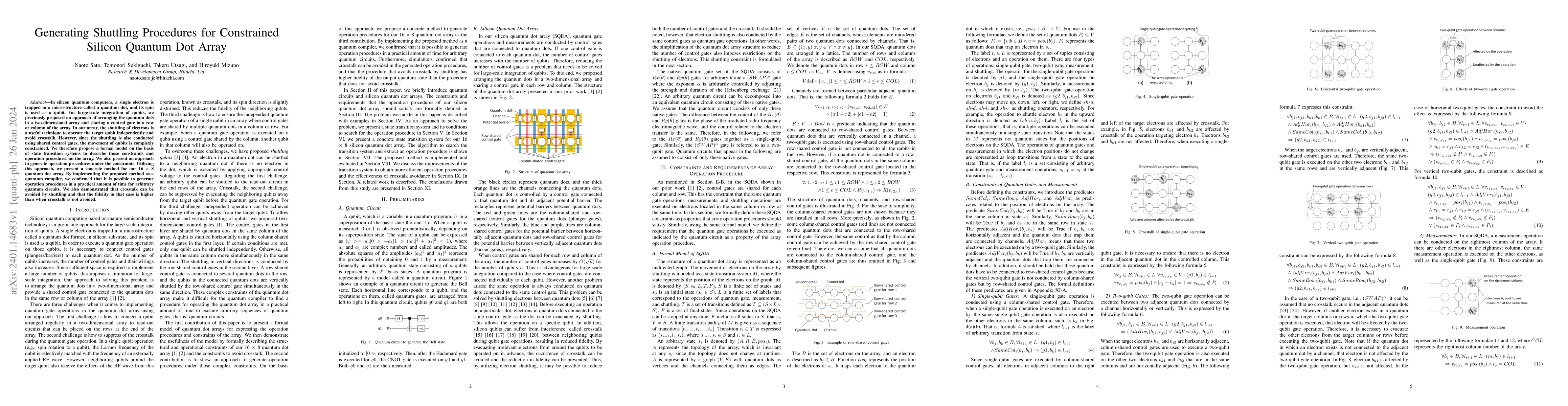 Thumbnail for Generating Shuttling Procedures for Constrained Silicon Quantum Dot
  Array