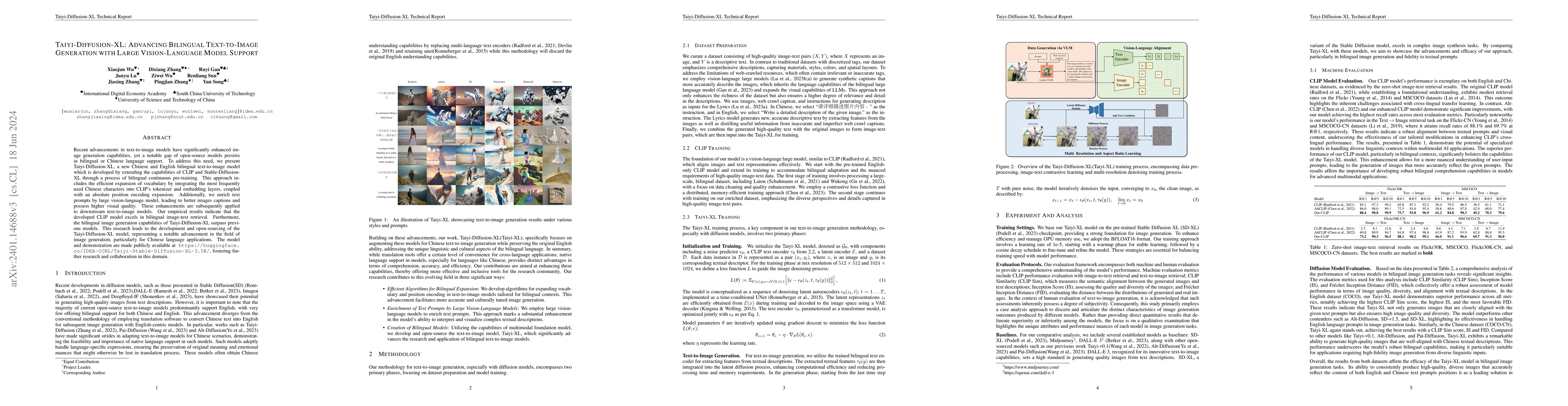 Thumbnail for Taiyi-Diffusion-XL: Advancing Bilingual Text-to-Image Generation with
  Large Vision-Language Model Support