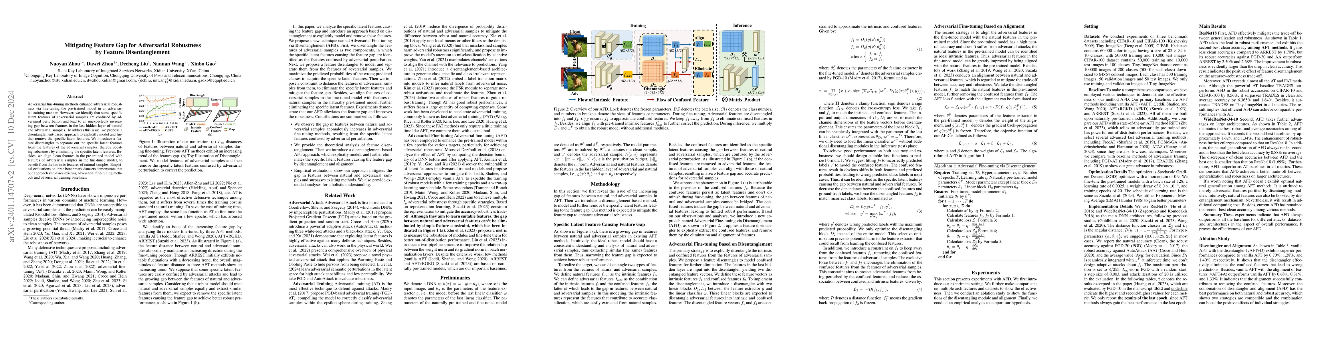 Thumbnail for Mitigating Feature Gap for Adversarial Robustness by Feature
  Disentanglement