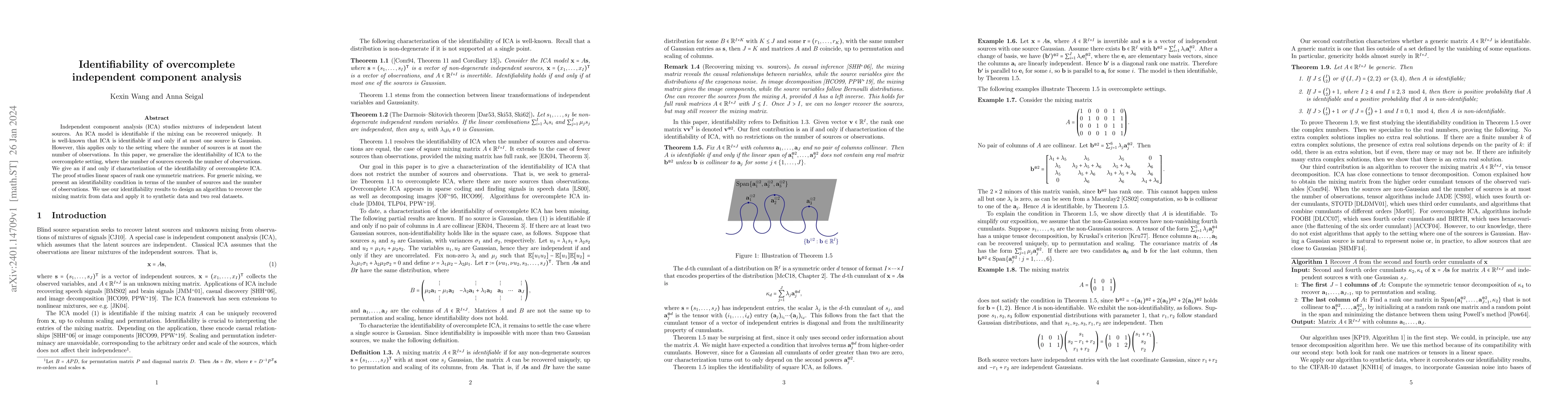 Thumbnail for Identifiability of overcomplete independent component analysis