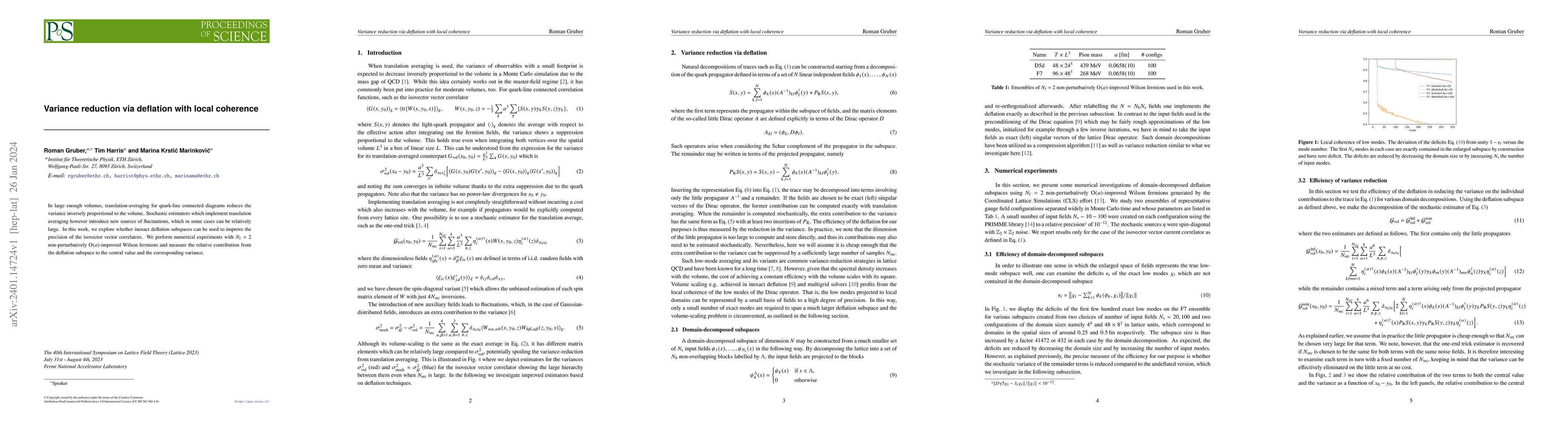 Thumbnail for Variance reduction via deflation with local coherence