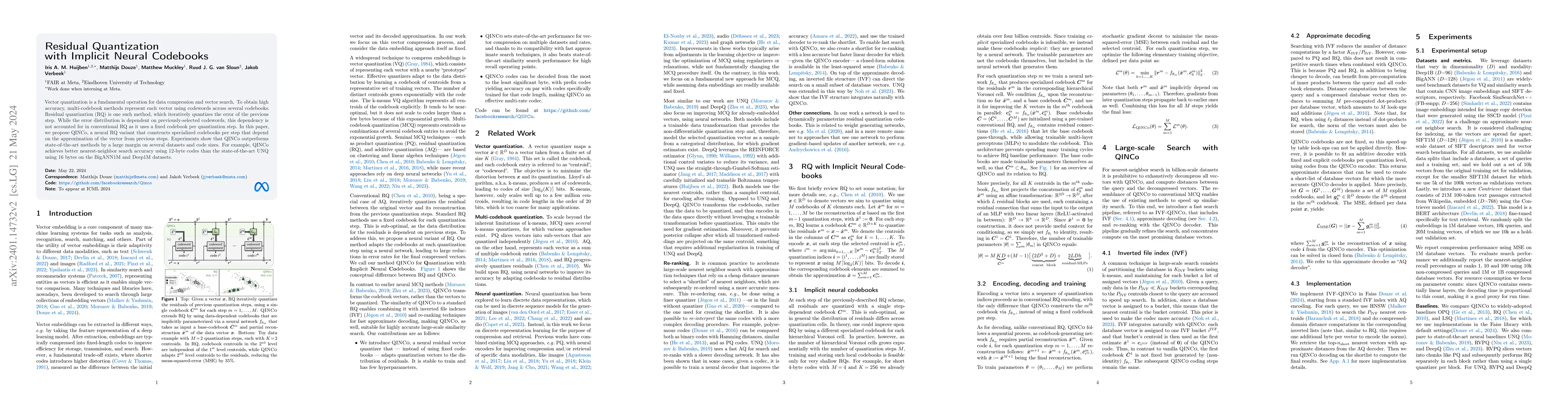 Thumbnail for Residual Quantization with Implicit Neural Codebooks