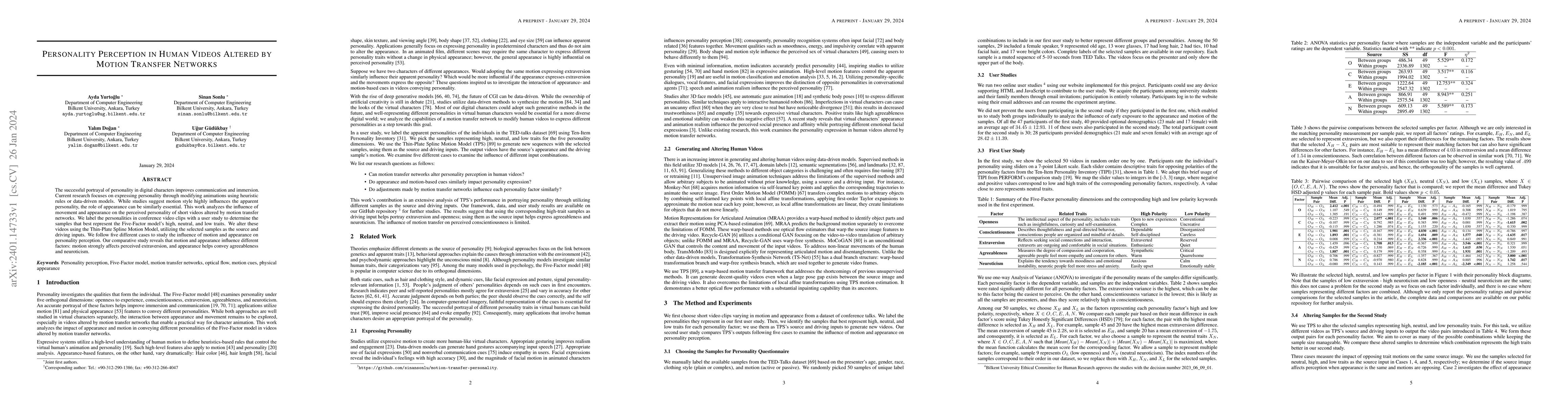 Thumbnail for Personality Perception in Human Videos Altered by Motion Transfer
  Networks