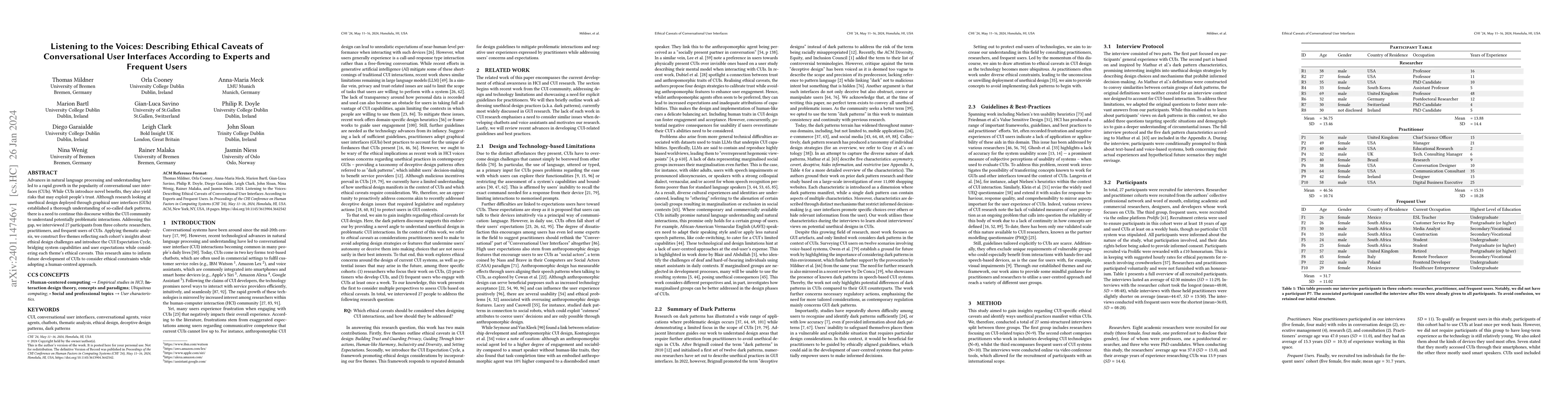 Thumbnail for Listening to the Voices: Describing Ethical Caveats of Conversational
  User Interfaces According to Experts and Frequent Users