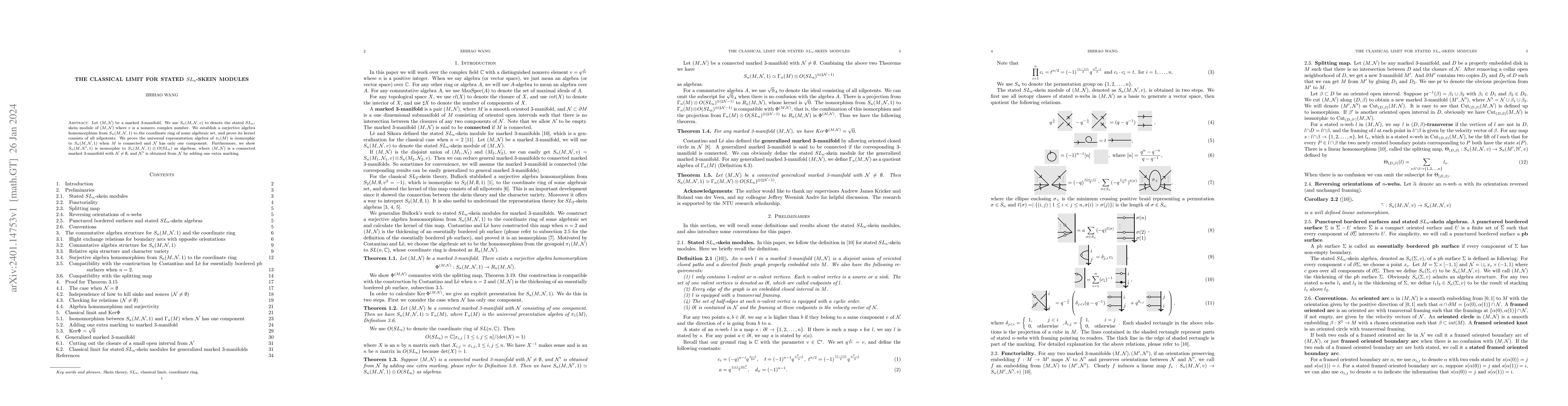 Thumbnail for The classical limit for stated $SL_n$-skein modules