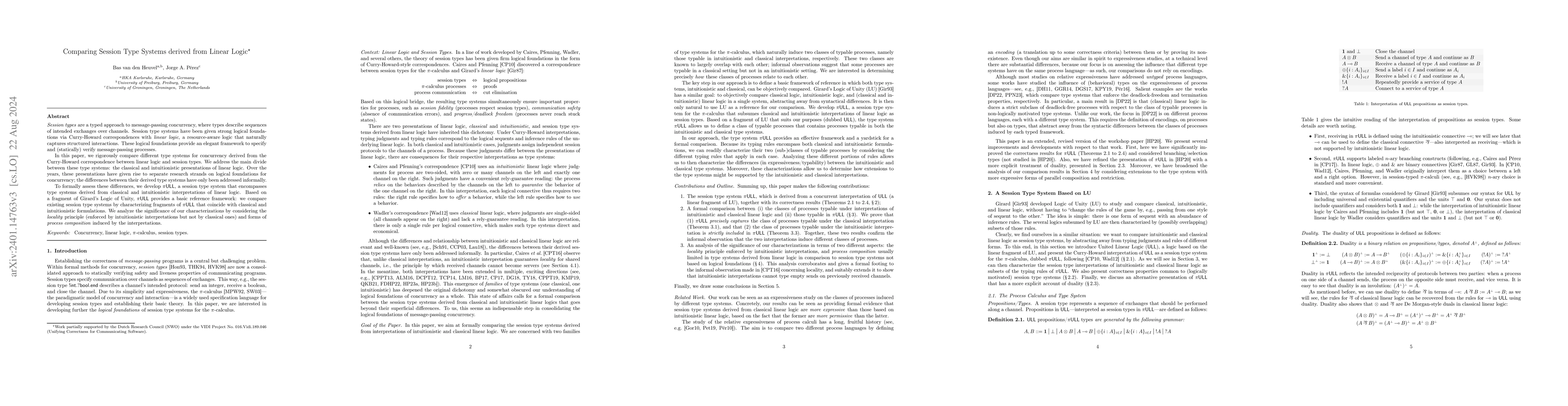 Thumbnail for Comparing Session Type Systems derived from Linear Logic