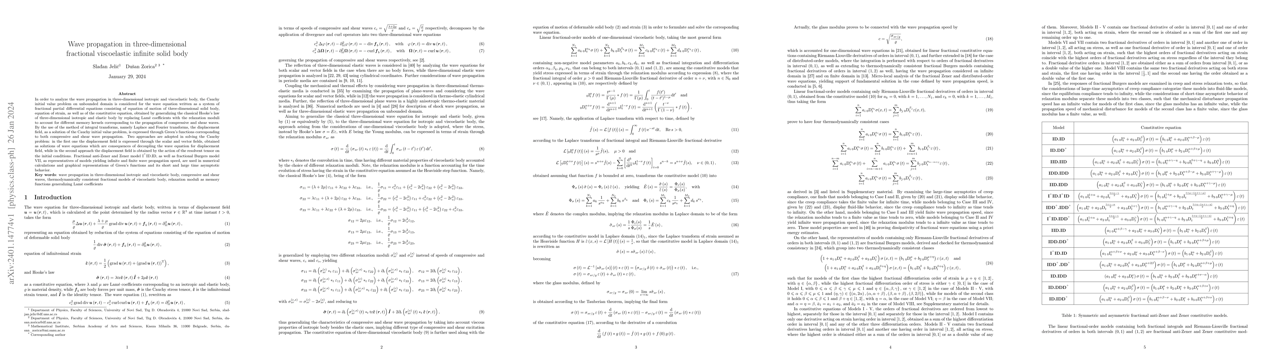 Thumbnail for Wave propagation in three-dimensional fractional viscoelastic infinite
  solid body
