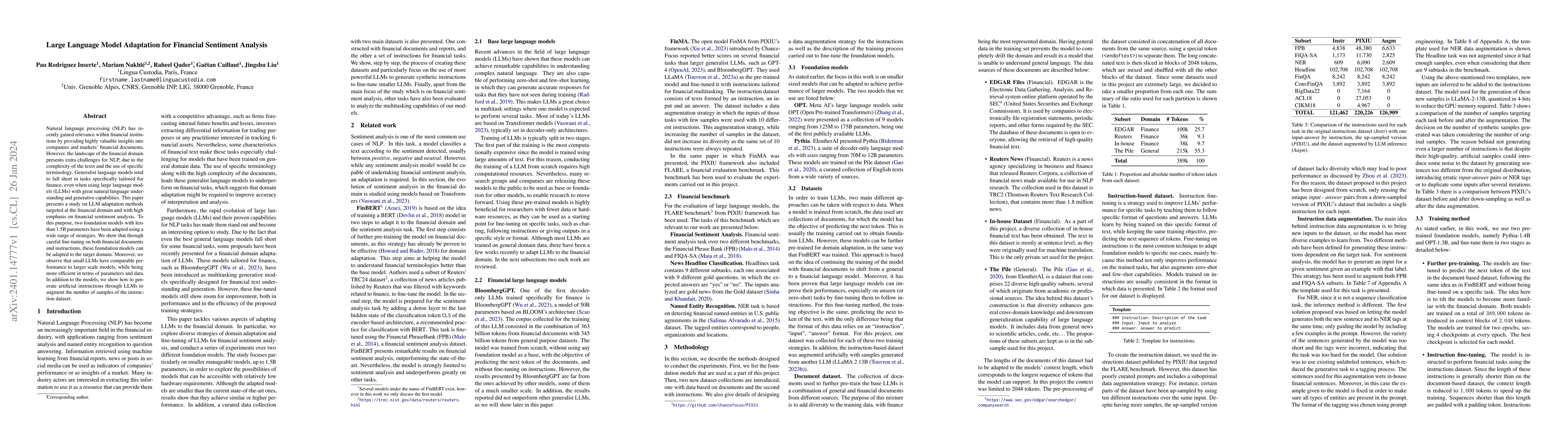 Thumbnail for Large Language Model Adaptation for Financial Sentiment Analysis