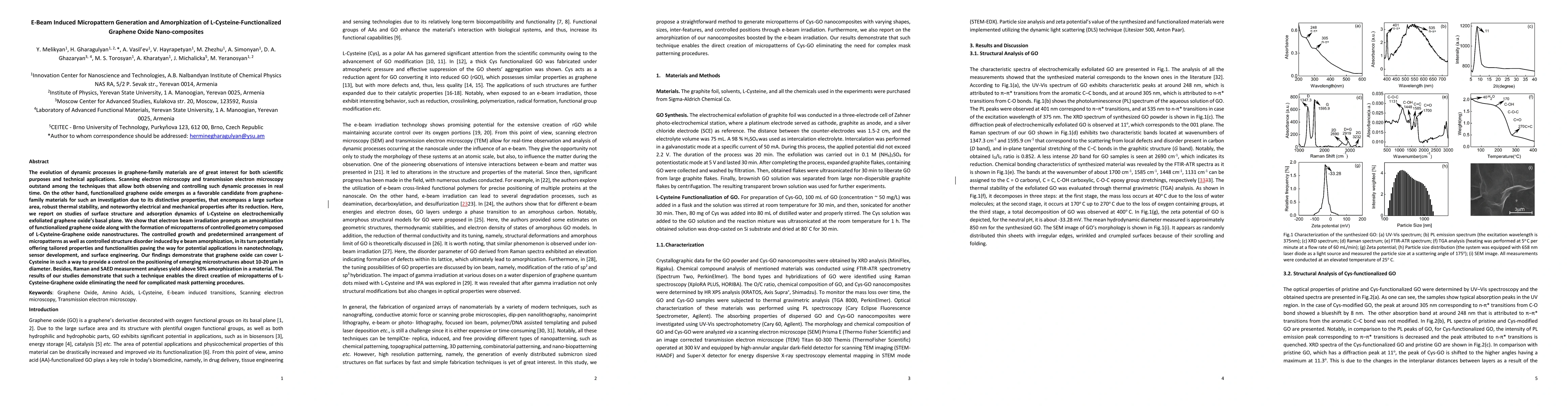 Thumbnail for E-Beam Induced Micropattern Generation and Amorphization of
  L-Cysteine-Functionalized Graphene Oxide Nano-composites