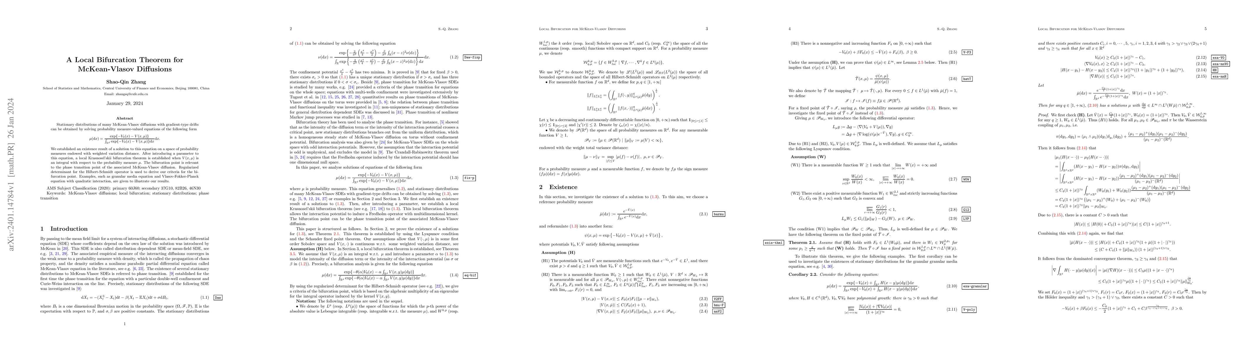 Thumbnail for A Local Bifurcation Theorem for McKean-Vlasov Diffusions