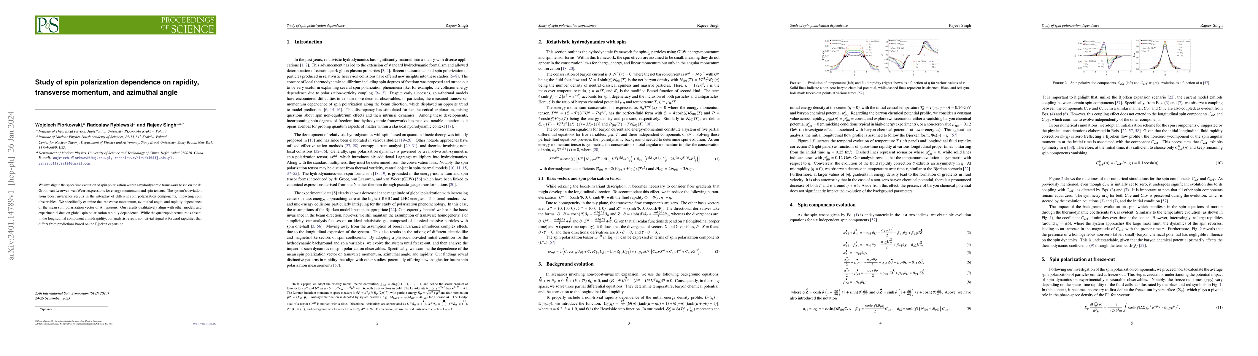 Thumbnail for Study of spin polarization dependence on rapidity, transverse momentum,
  and azimuthal angle
