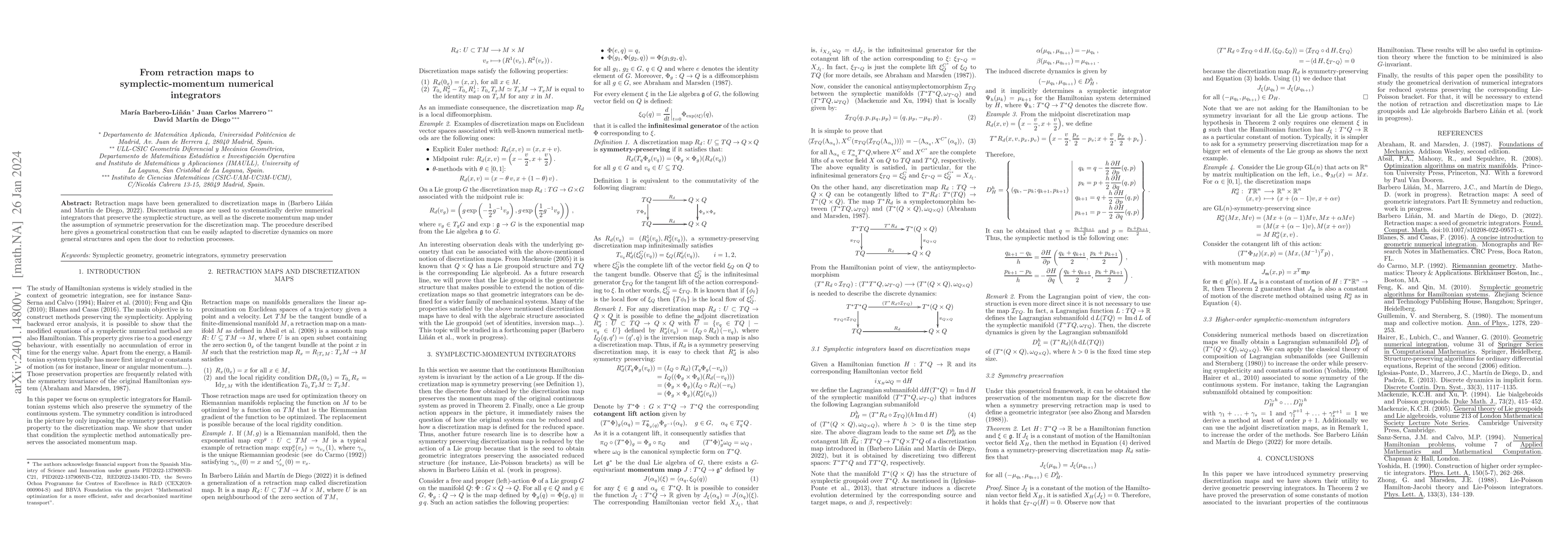 Thumbnail for From retraction maps to symplectic-momentum numerical integrators