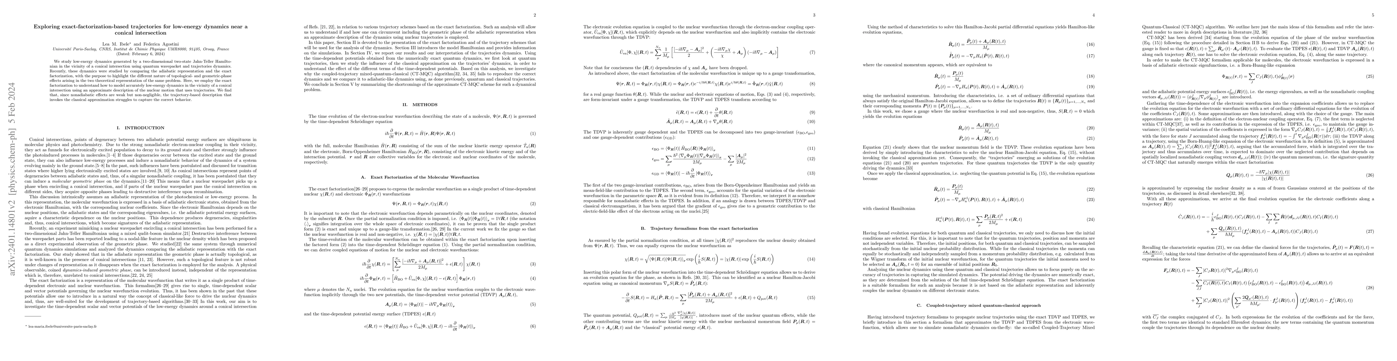 Thumbnail for Exploring exact-factorization-based trajectories for low-energy dynamics
  near a conical intersection