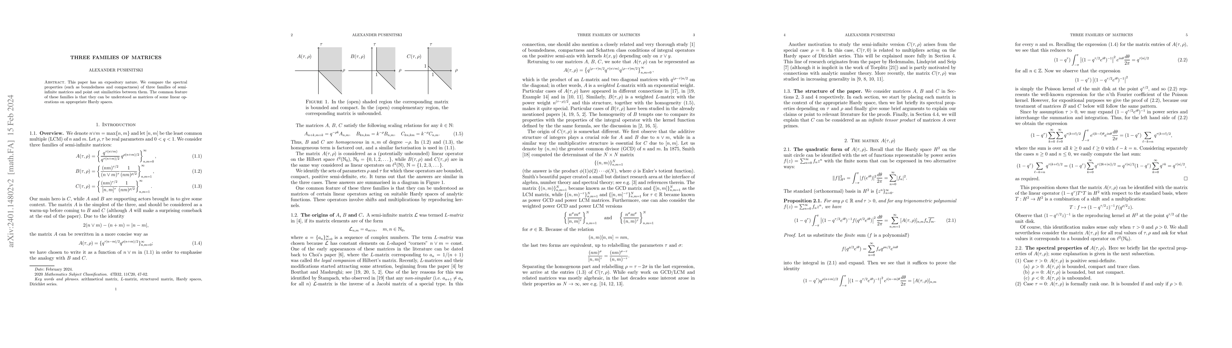 Thumbnail for Three families of matrices