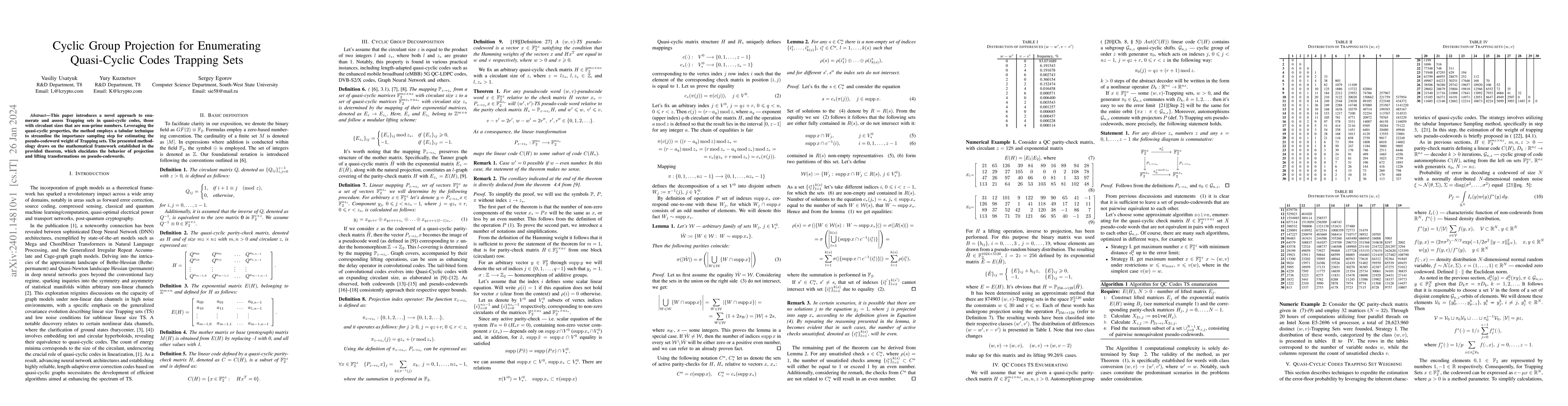 Thumbnail for Cyclic Group Projection for Enumerating Quasi-Cyclic Codes Trapping Sets
