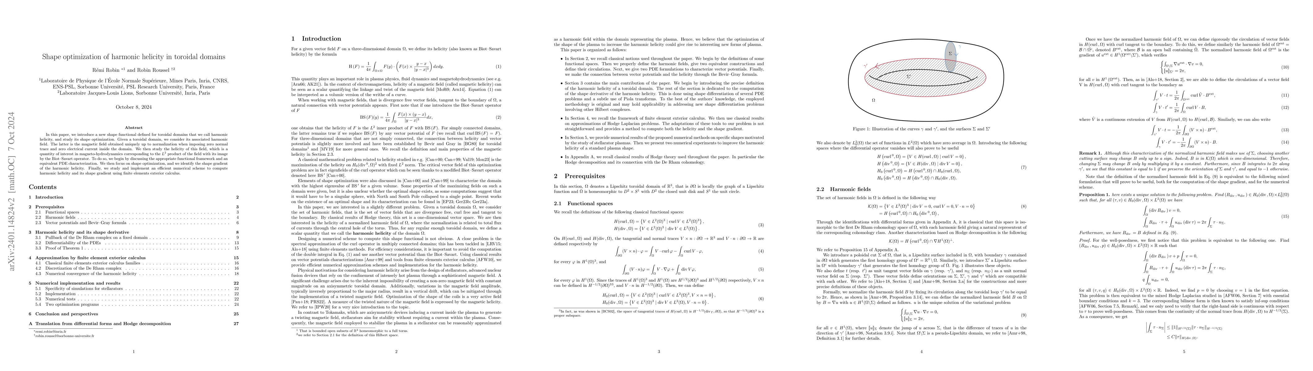 Thumbnail for Shape optimization of harmonic helicity in toroidal domains