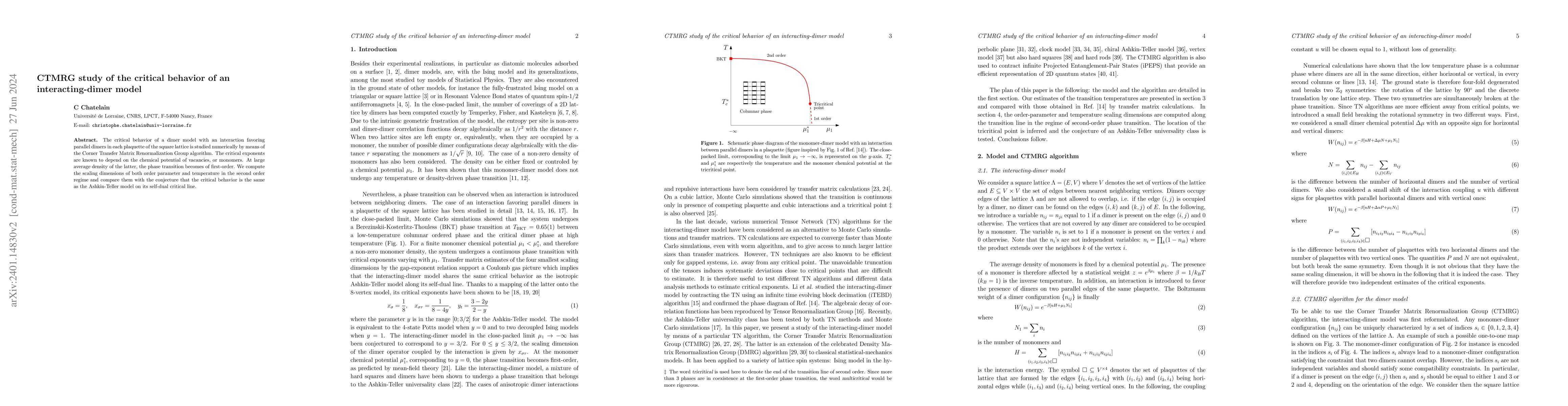Thumbnail for CTMRG study of the critical behavior of an interacting-dimer model