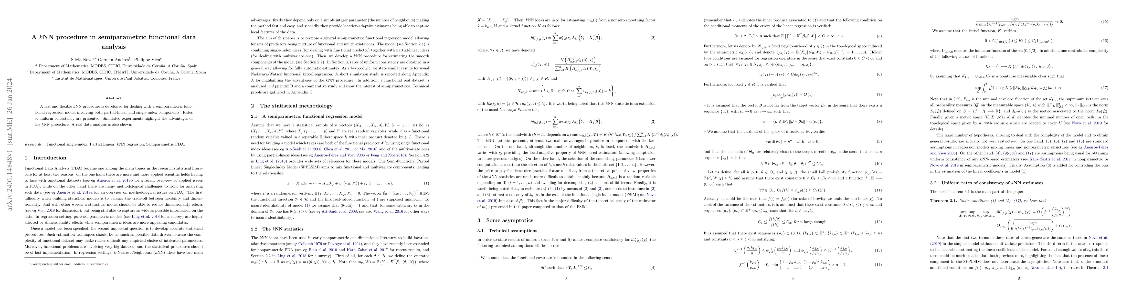 Thumbnail for A $k$NN procedure in semiparametric functional data analysis