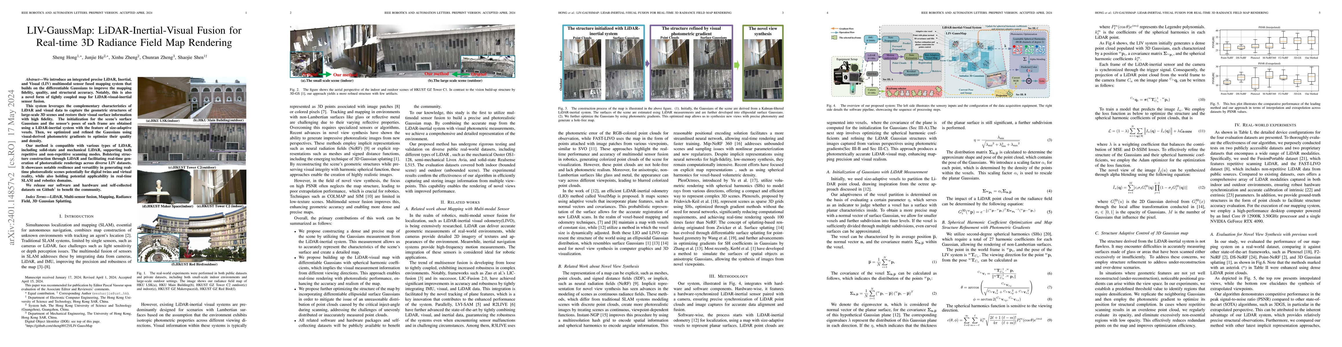 Thumbnail for LIV-GaussMap: LiDAR-Inertial-Visual Fusion for Real-time 3D Radiance
  Field Map Rendering