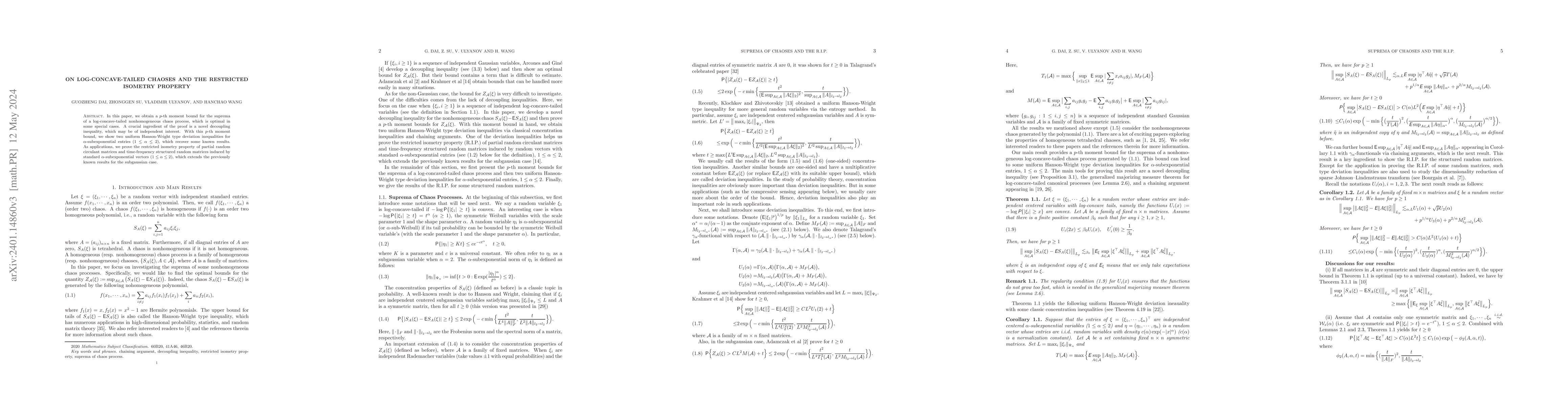 Thumbnail for On Log-Concave-Tailed Chaoses and the Restricted Isometry Property