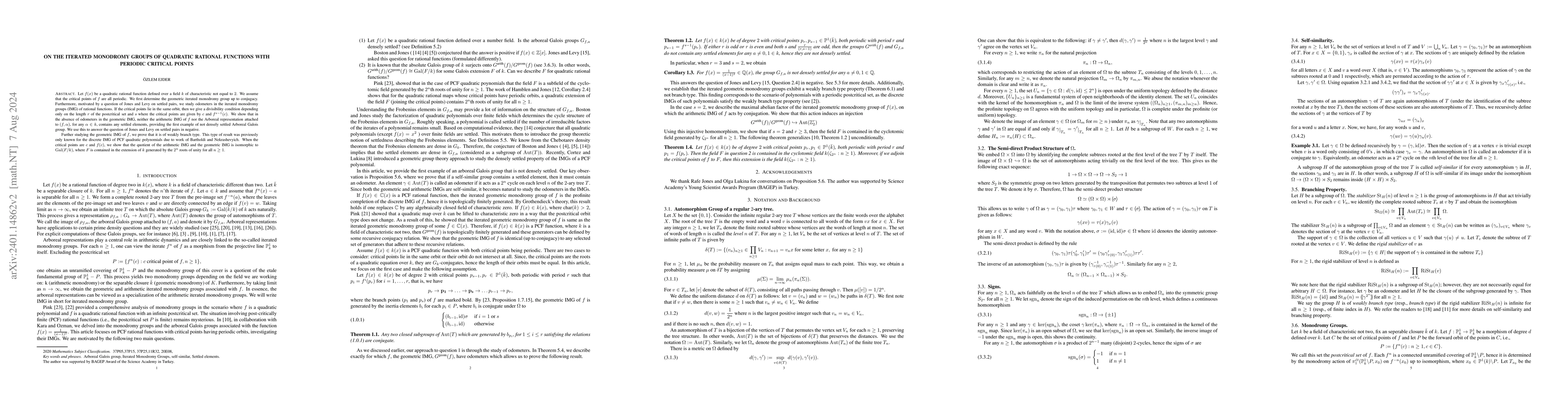 Thumbnail for On the Iterated Monodromy Groups of Quadratic Rational functions with
  periodic critical points
