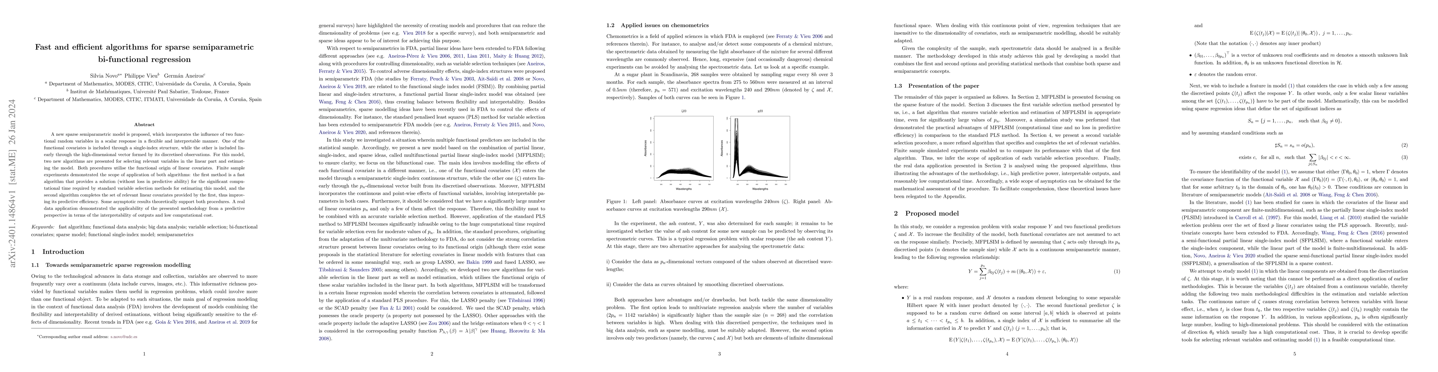 Thumbnail for Fast and efficient algorithms for sparse semiparametric bi-functional
  regression