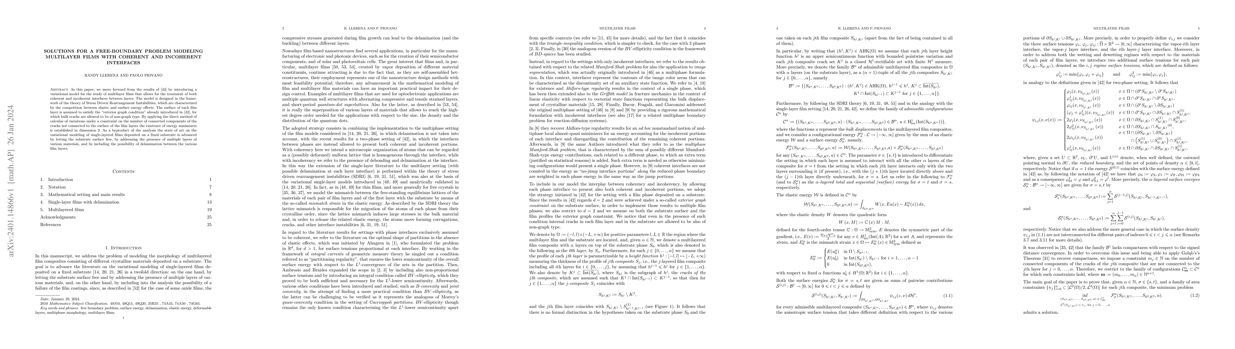Thumbnail for Solutions for a free-boundary problem modeling multilayer films with
  coherent and incoherent interfaces
