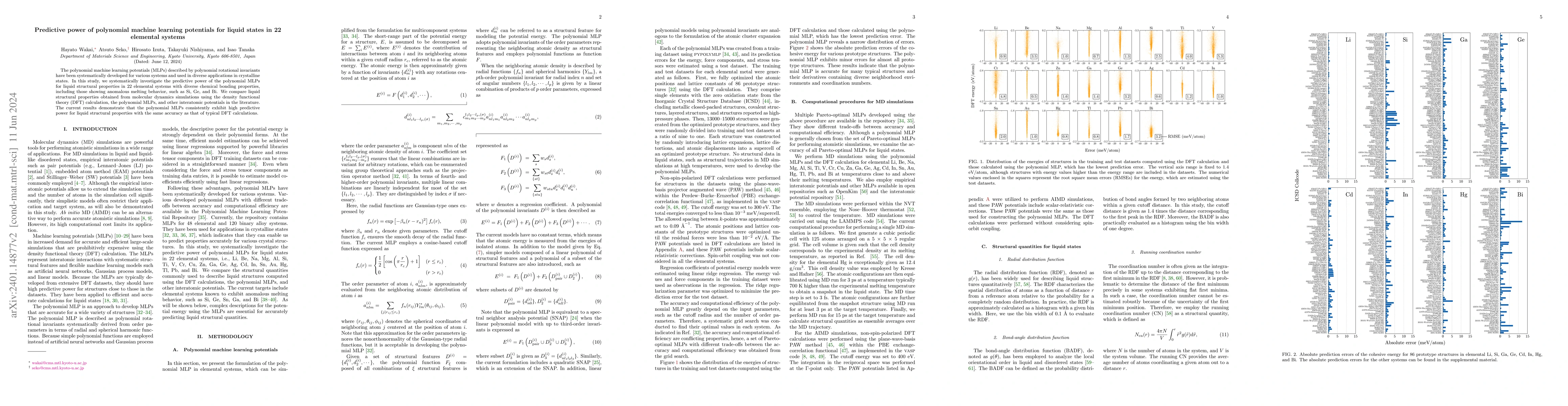 Thumbnail for Predictive power of polynomial machine learning potentials for liquid
  states in 22 elemental systems