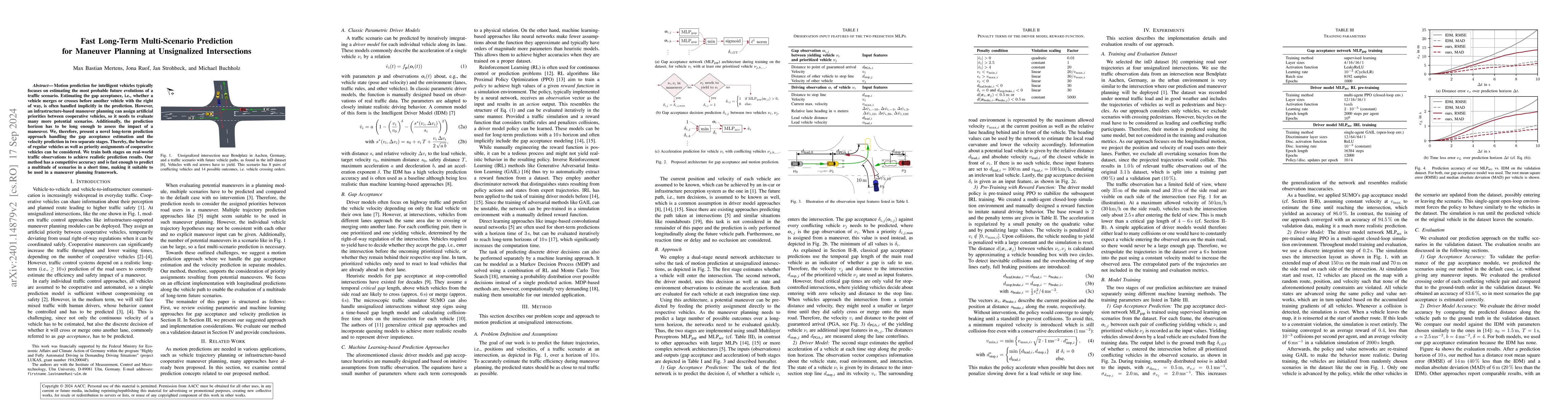 Thumbnail for Fast Long-Term Multi-Scenario Prediction for Maneuver Planning at
  Unsignalized Intersections