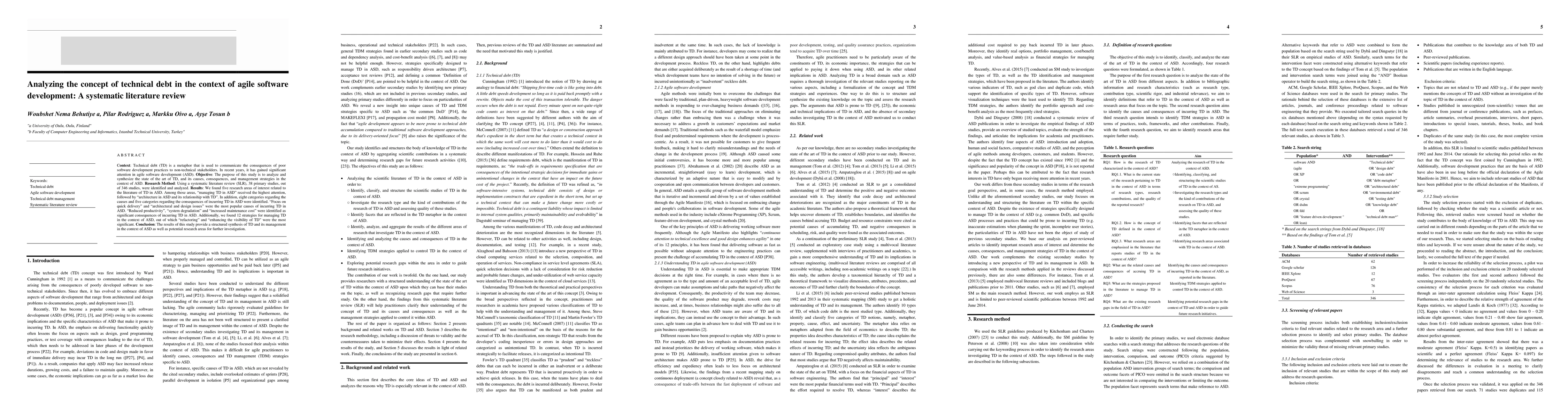 Thumbnail for Analyzing the concept of technical debt in the context of agile software
  development: A systematic literature review