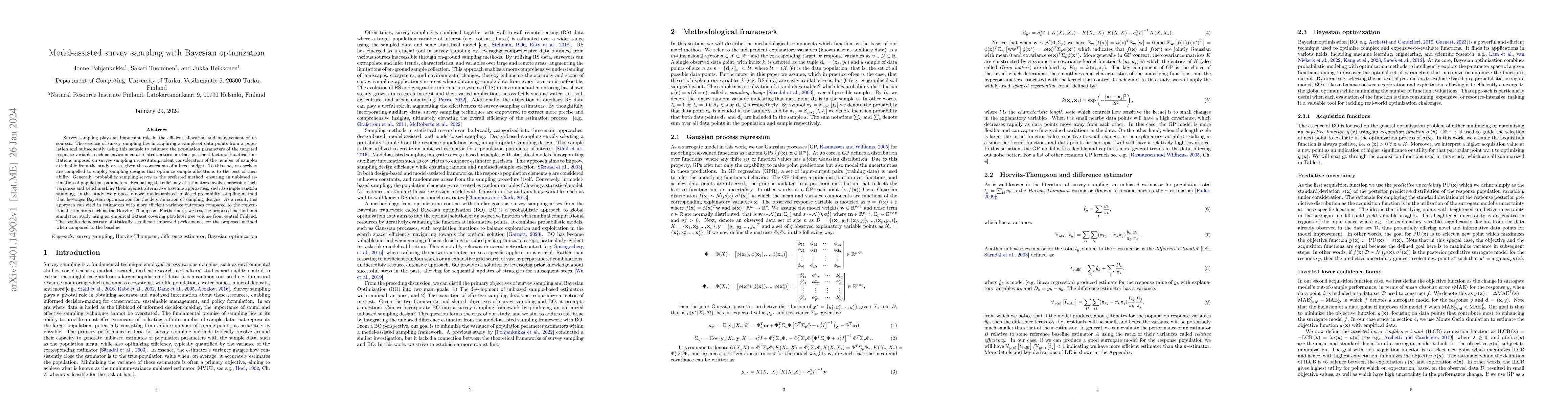 Thumbnail for Model-assisted survey sampling with Bayesian optimization