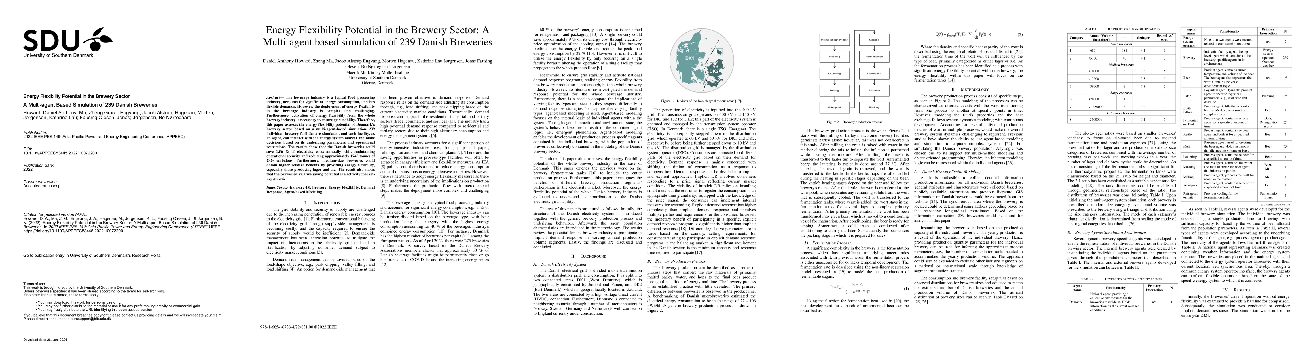 Thumbnail for Energy Flexibility Potential in the Brewery Sector: A Multi-agent Based
  Simulation of 239 Danish Breweries