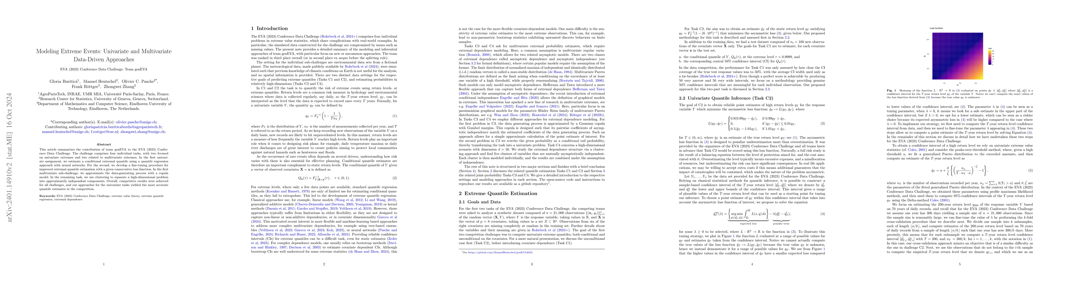 Thumbnail for Modeling Extreme Events: Univariate and Multivariate Data-Driven
  Approaches