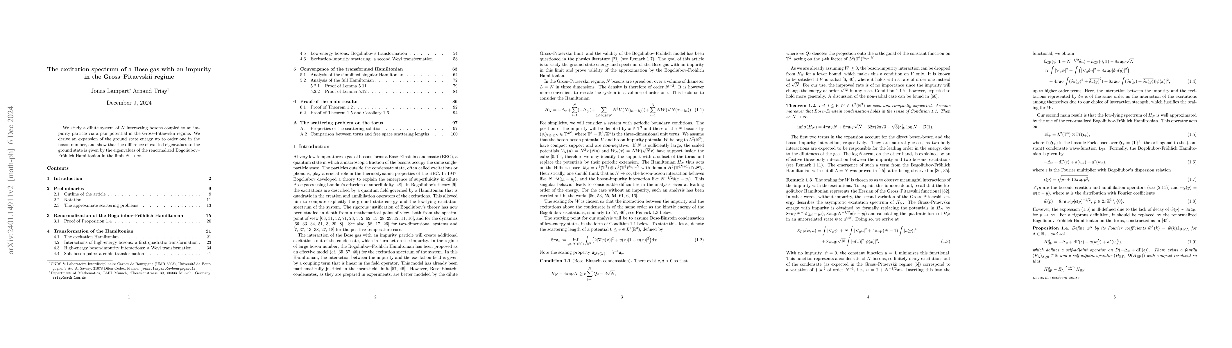 Thumbnail for The excitation spectrum of a dilute Bose gas with an impurity