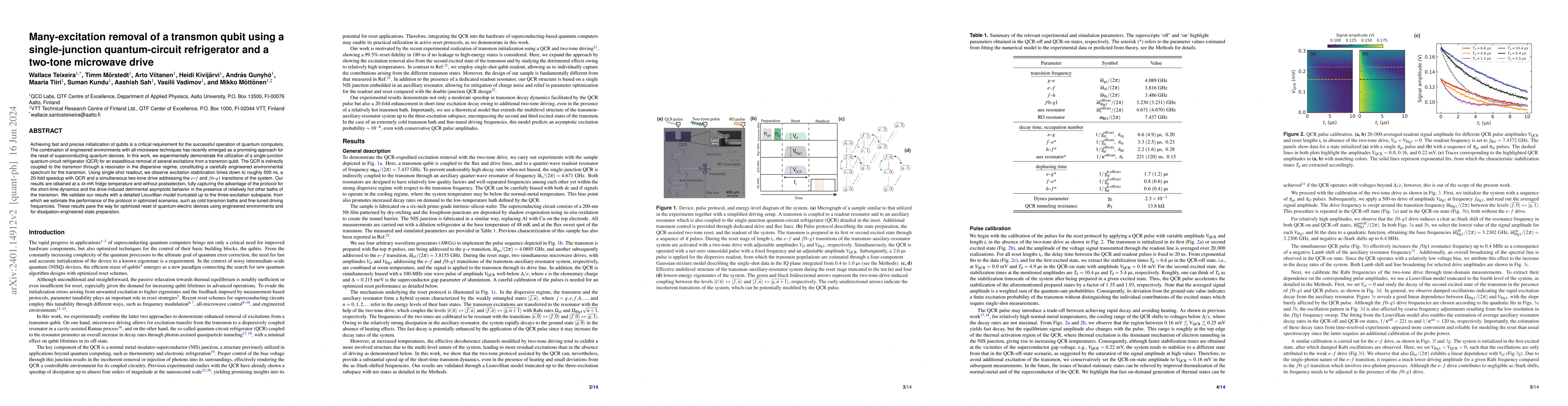 Thumbnail for Many-excitation removal of a transmon qubit using a single-junction
  quantum-circuit refrigerator and a two-tone microwave drive
