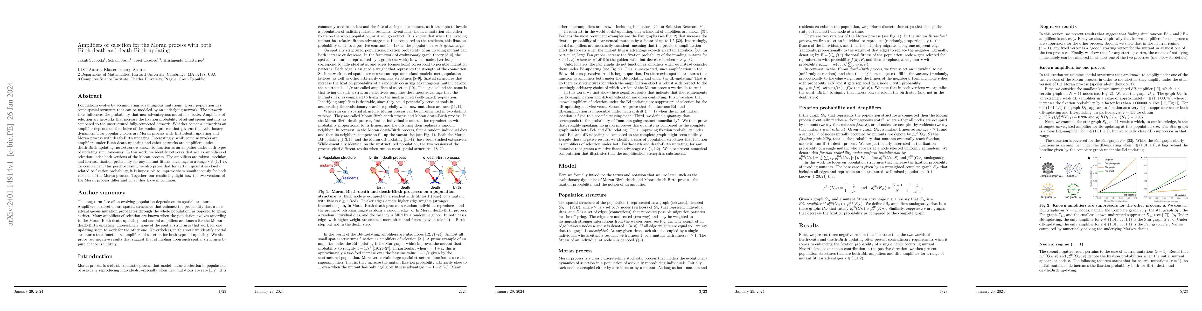 Thumbnail for Amplifiers of selection for the Moran process with both Birth-death and
  death-Birth updating